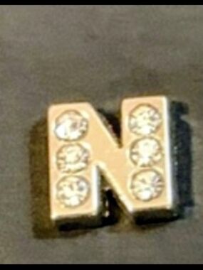 Letter N Charm With Rhinestones For Floating Lockets